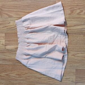 Open Edit baby pink linen blend circle skirt with elastic waistband, women's L